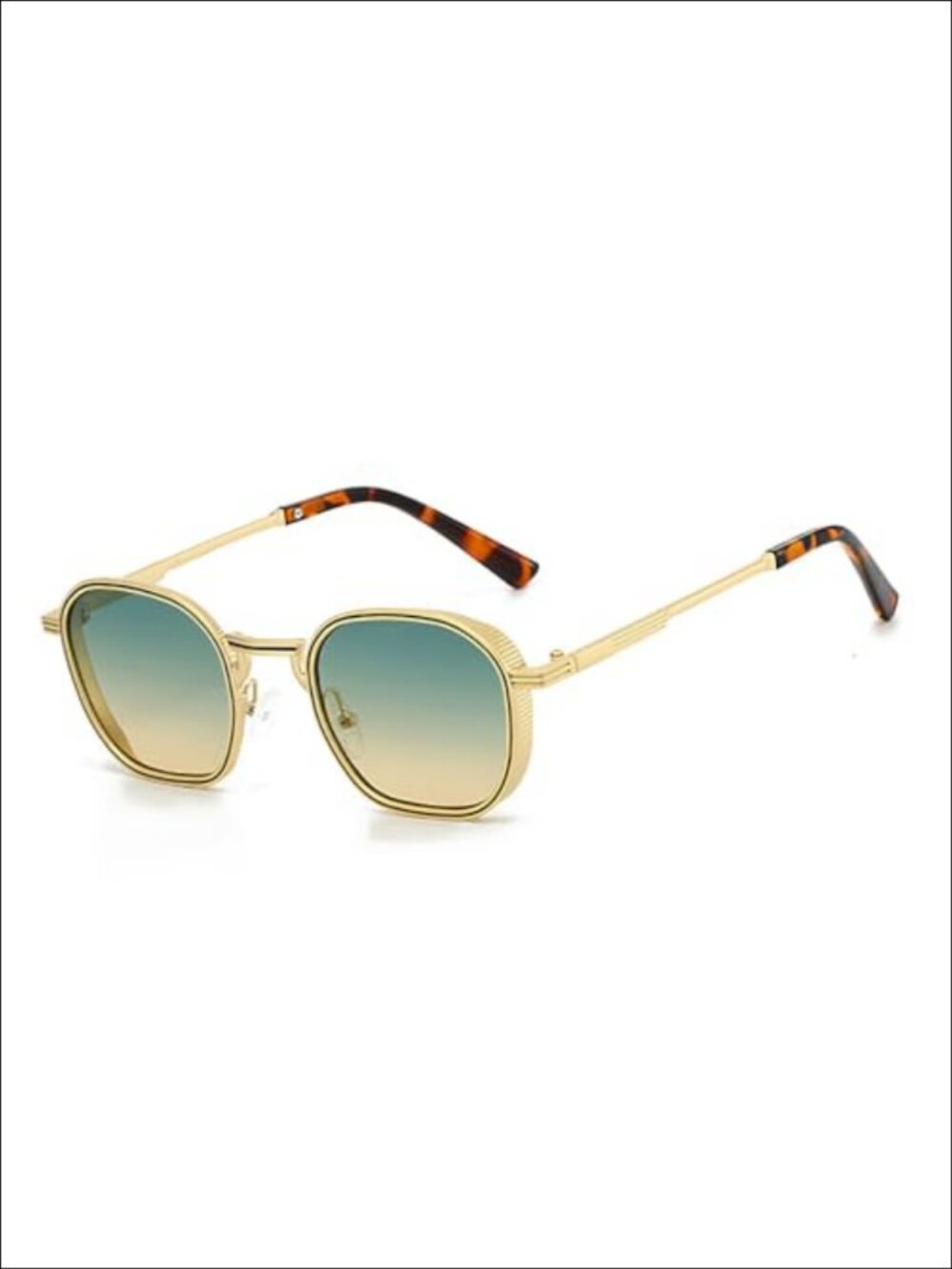 Retro Geometric Metal Sunglasses UV400 Gradient Lens Trendy Eyewear